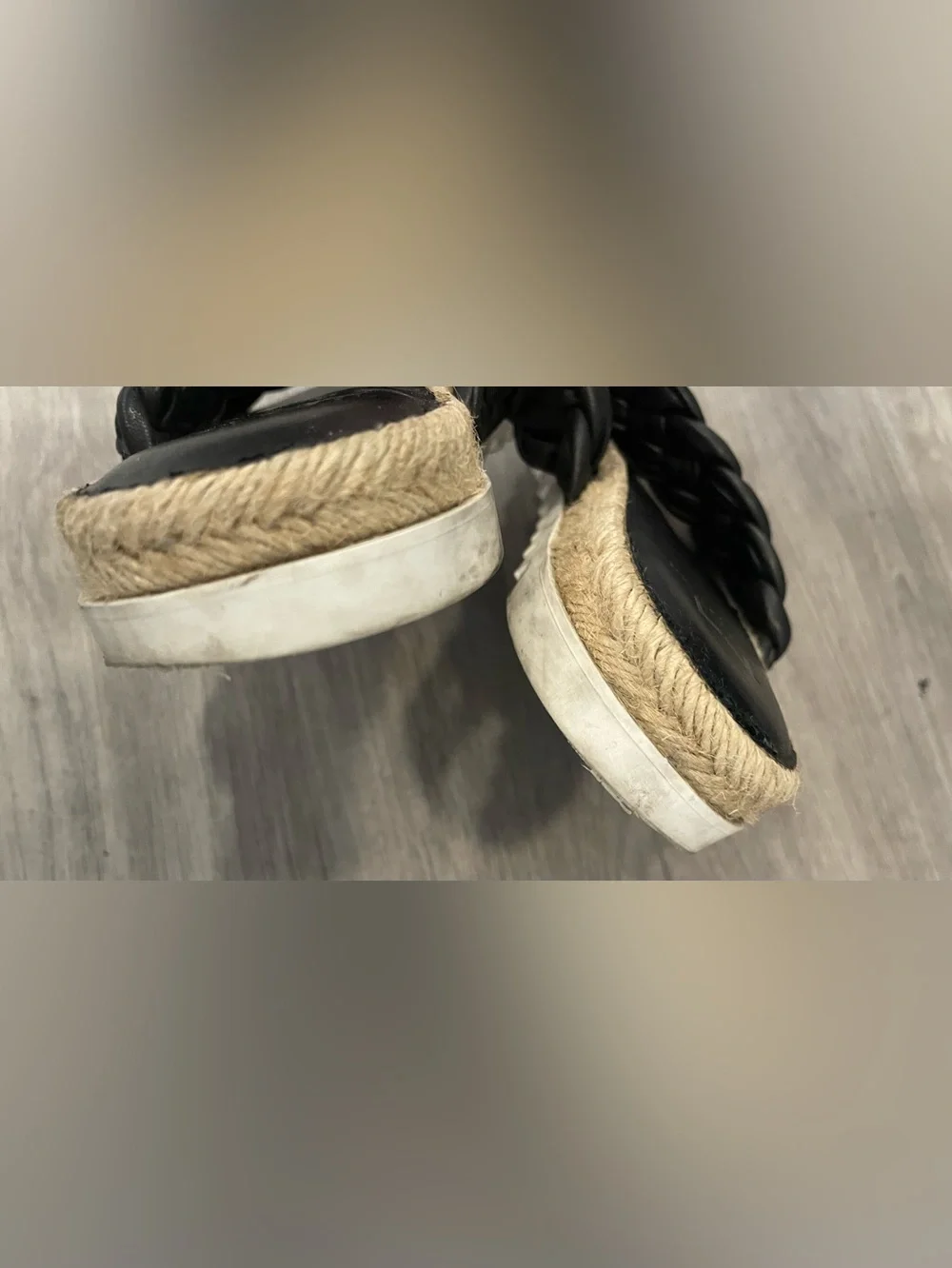Marc Fisher black braided double-strap espadrille slides Size 6 1/2 M